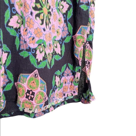 J. Crew Gauzy Cotton Tunic Navy Blue Pink Green Medallion Size Small - Picture 2 of 5